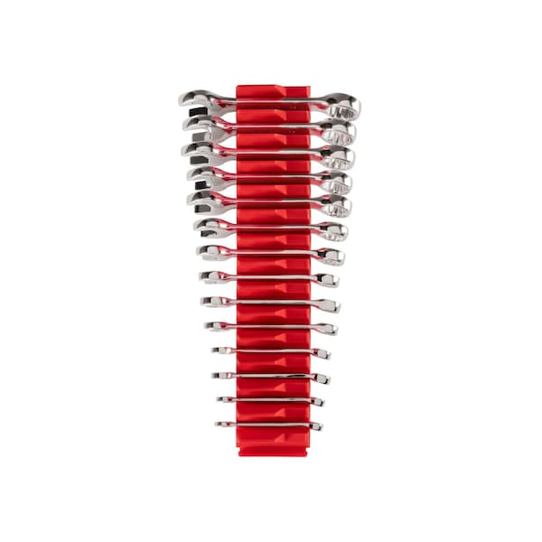 Stubby Combination Wrench Set with Modular Wrench Organizer, 14-Piece (6 - 19 mm)